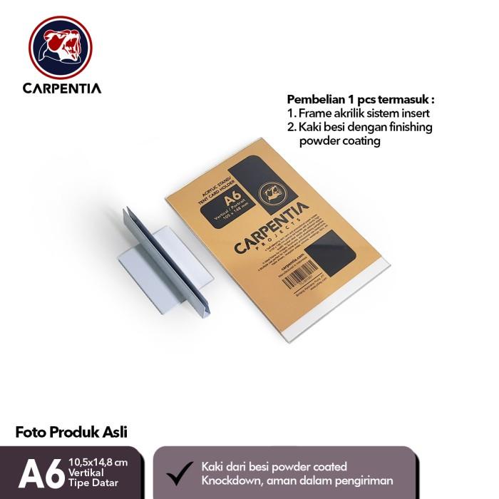 

Carpentia Stand Akrilik Kaki Besi /Datar A6 Vertikal 10,5x14,8cm /Tent