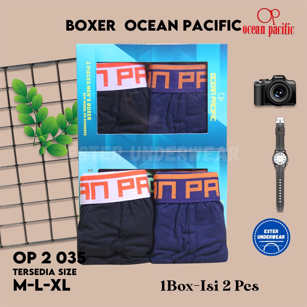 CELANA DALAM BOXER OCEAN PASIFIC OP 2 035 ISI 2 BAHAN MODAL