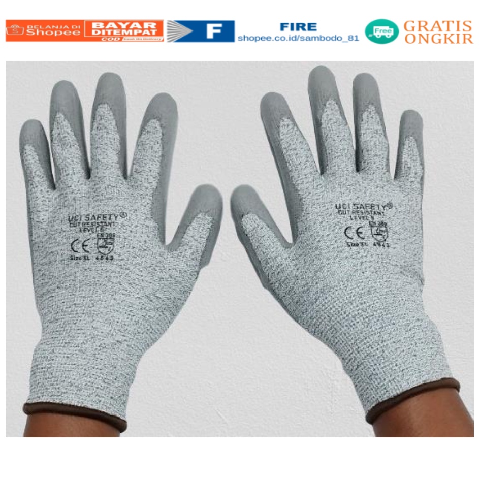 Uci Safety Resistant Gloves - Sarung Tangan Anti Sayat - Anti Senjata tajam - Anti Pisau