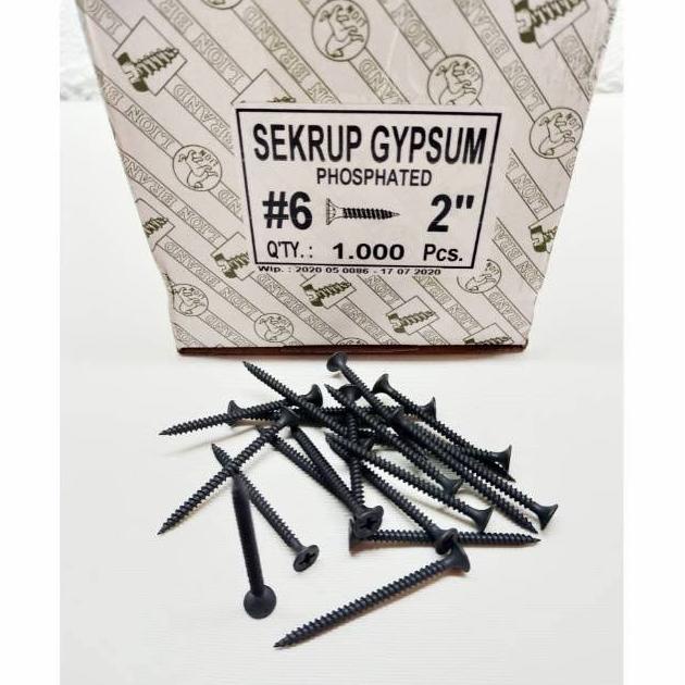Skrup gypsum MoonLion 6 x 2" skrup hitam 5 cm (dus)