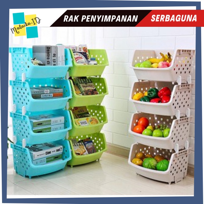 Terlaris Rak Dapur Plastik 4 Susun Serbaguna Tempat Buah Sayur Mainan-Rd021