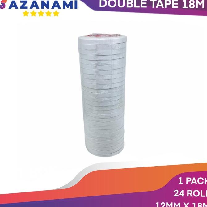 

DOUBLE TAPE 12MM x 18 METER DOUBLETAPE KERTAS PUTIH SAZANAMI ISI 24ROL