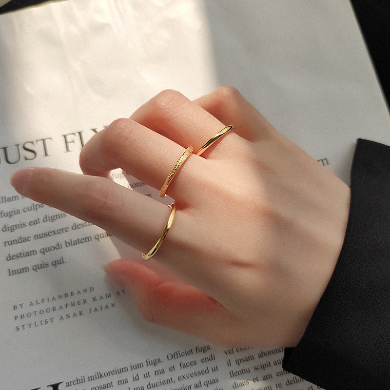 AZ265 【COD】Cincin 3in1 Korea Style 3pcs Warna Emas Fashion Wanita Anti Karat