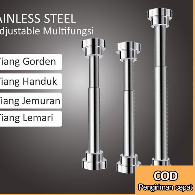 ◘ Tiang Gorden Batang tiang hordeng fleksibel Tanpa Paku Gantungan Serbaguna Teleskopik Gantungan Ba