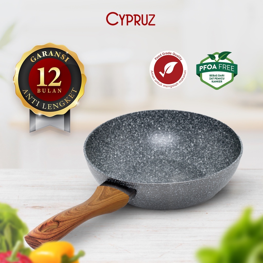 Cypruz Wajan Penggorengan / Fry Wok Marble Grey Series