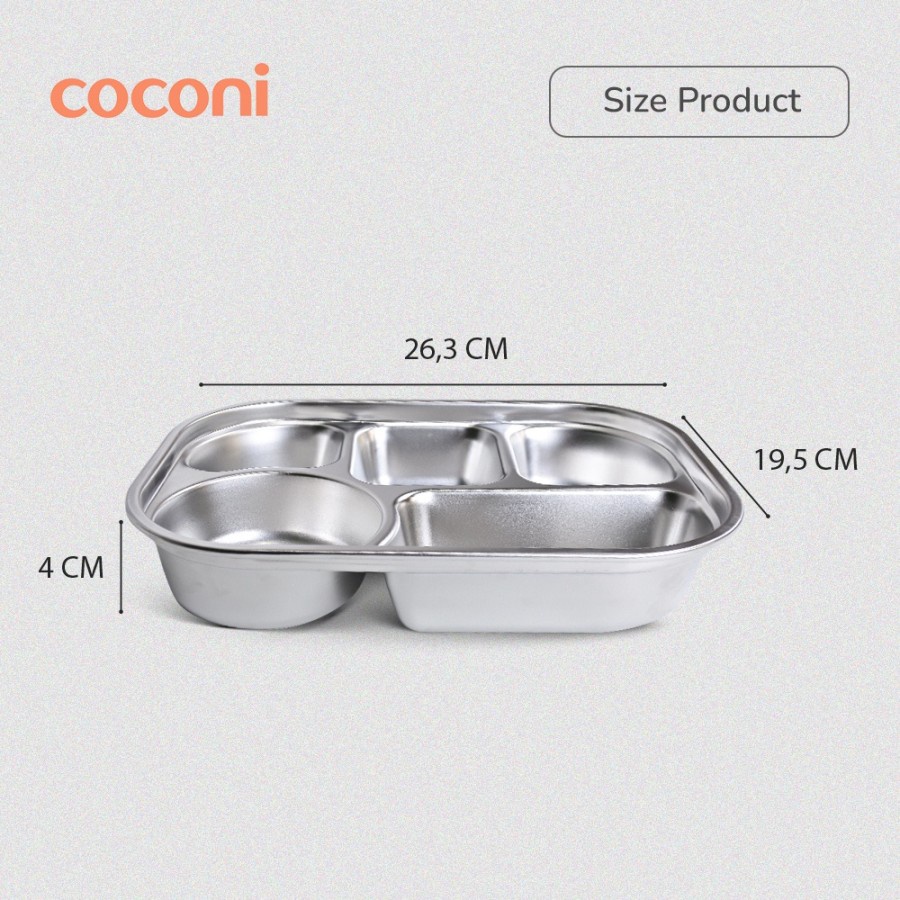 COCONI Premium Stainless Food Tray with Lid | Piring Makan Stainless