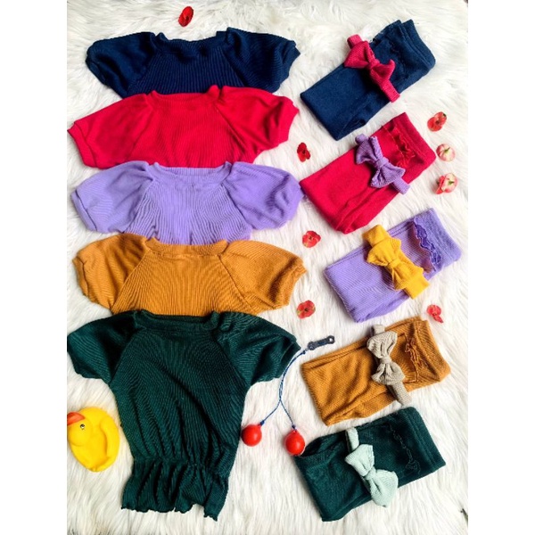 Baju Setelan Anak Perempuan VIONA Ruffle Knit Tee | Baju Oneset Anak Perempuan Viona Bahan Rib Knit Halus Dan Lembut | Baju Pakaian Anak Setelan Cewek