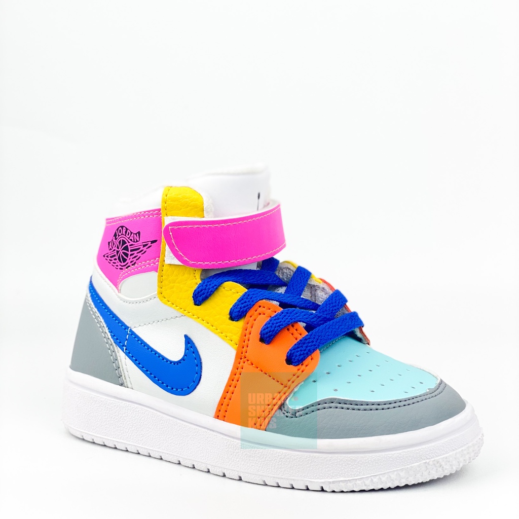 Sepatu Anak Perempuan High Import Sneakers Peach Rainbow Usia 3-5 Tahun - Urban Sneaker Kids