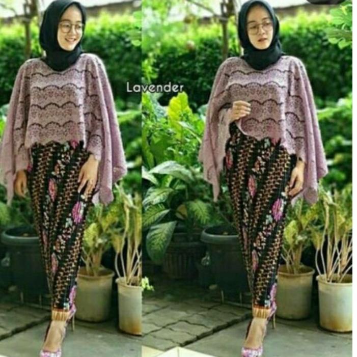 ➺ COD SETELAN KEBAYA CAPE BROKAT MIX ROK PLISKET KEBAYA JUMBO ROK JUMBO STELAN BROKAT CANTIK ➱