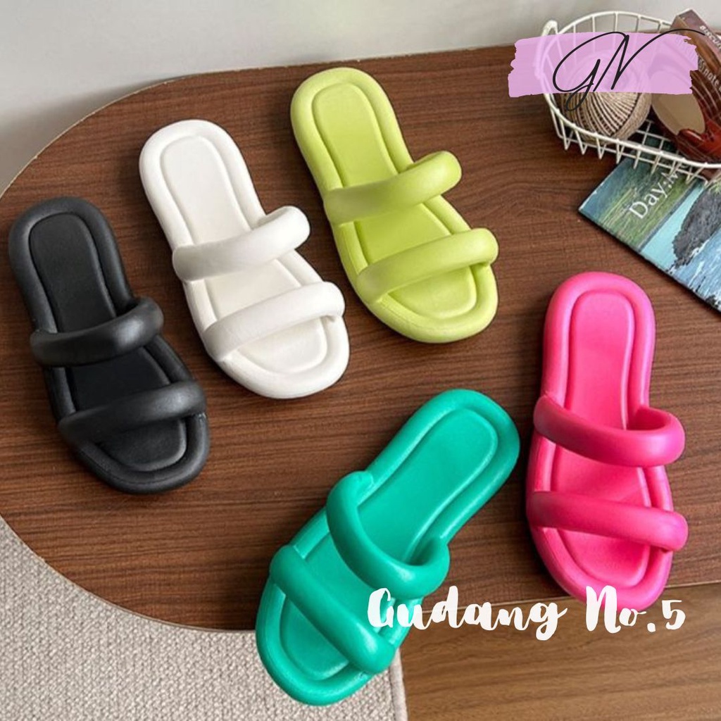 GN-2025-1 Sandal Selop Tali Dua Jelly Model Flat Import EVA