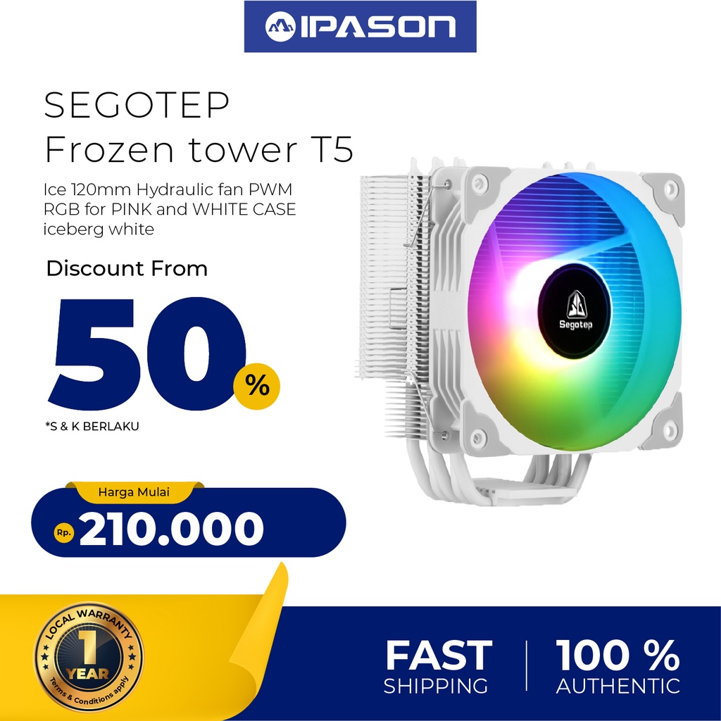 SEGOTEP Frozen tower T5 ice 120mm Hydraulic fan PWM RGB for PINK and WHITE CASE iceberg white