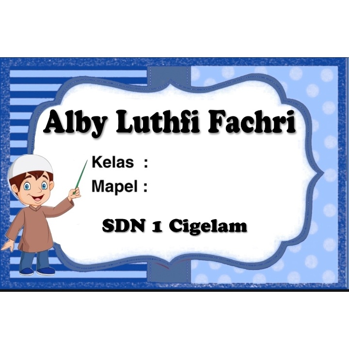 

(ISI 50PCS) LABEL BUKU SEKOLAH MOTIF BIRU BISA RUBAH NAMA DAN NAMA SEKOLAH