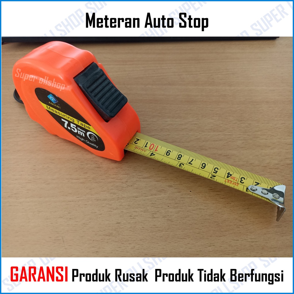 Meteran Auto Stop 7.5 M Rol Meter Tukang Bangunan / Meteran 7,5 M Tukang Bangunan Roll Kualitas Bagus Measuring Tape