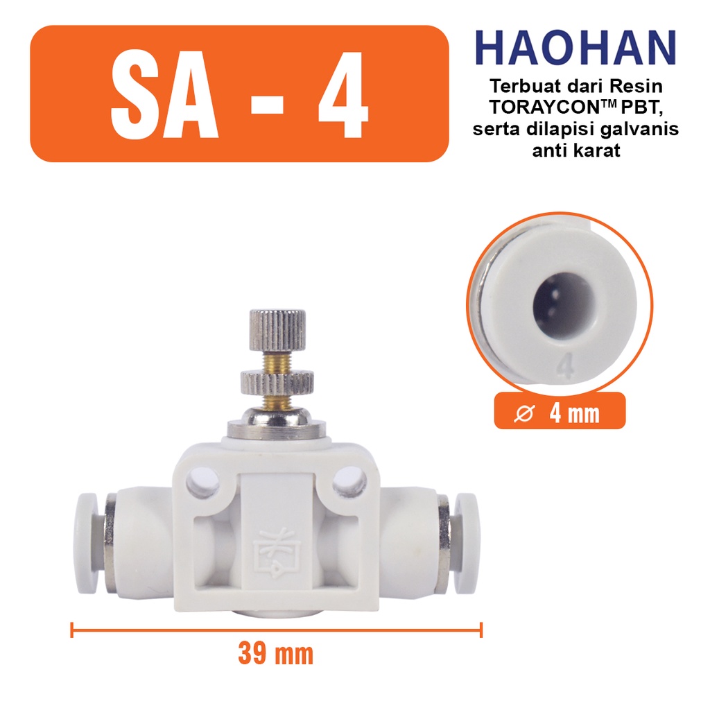 Flow Speed Control Valve Fitting Pneumatic Kran Slip Lock Selang SA