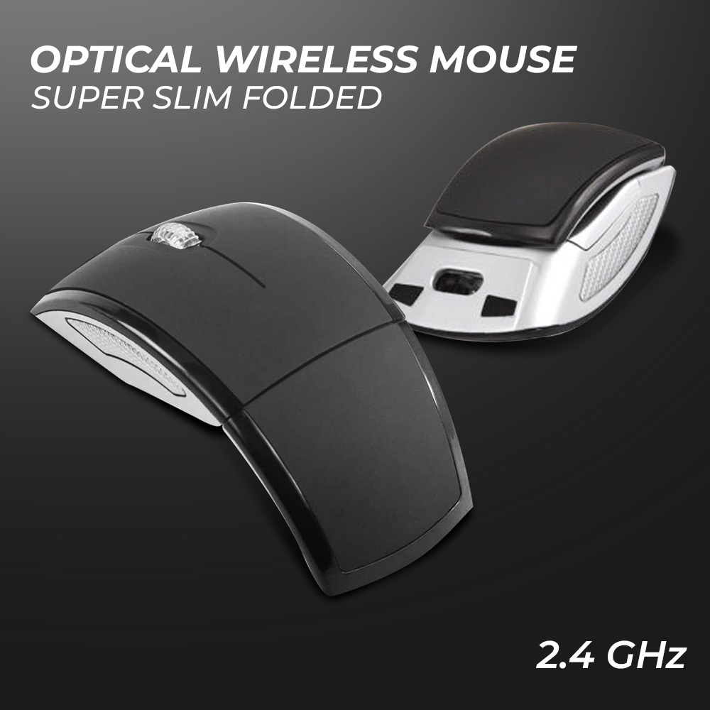 Mouse Wireless iMace Folded Super Slim Optical Wireless Mouse 2.4GHz - M016 - Black