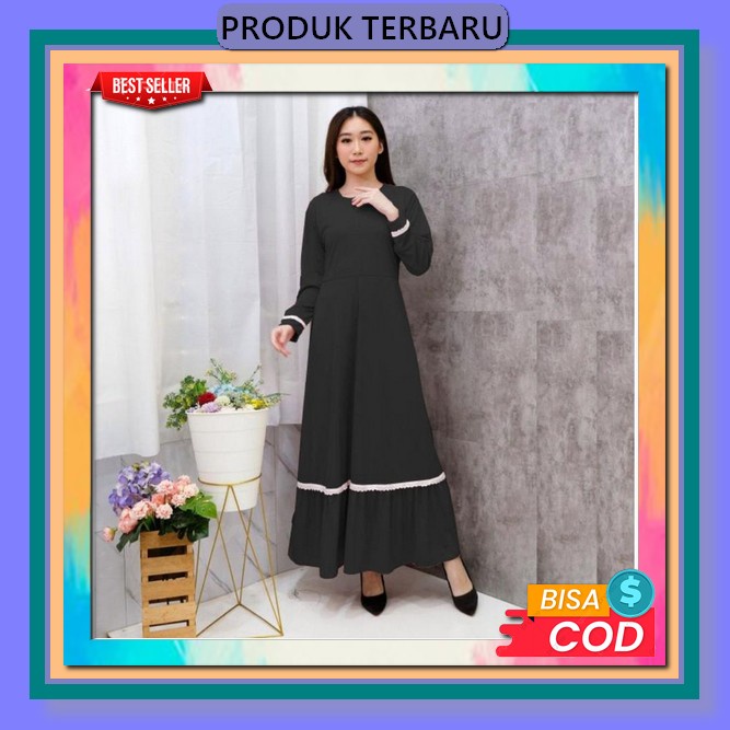 Baju Gamis Drees Stelan Pesta Lengan Panjang Wanita Remaja Dewasa Kekinian Pakaian Setelan Games Dre