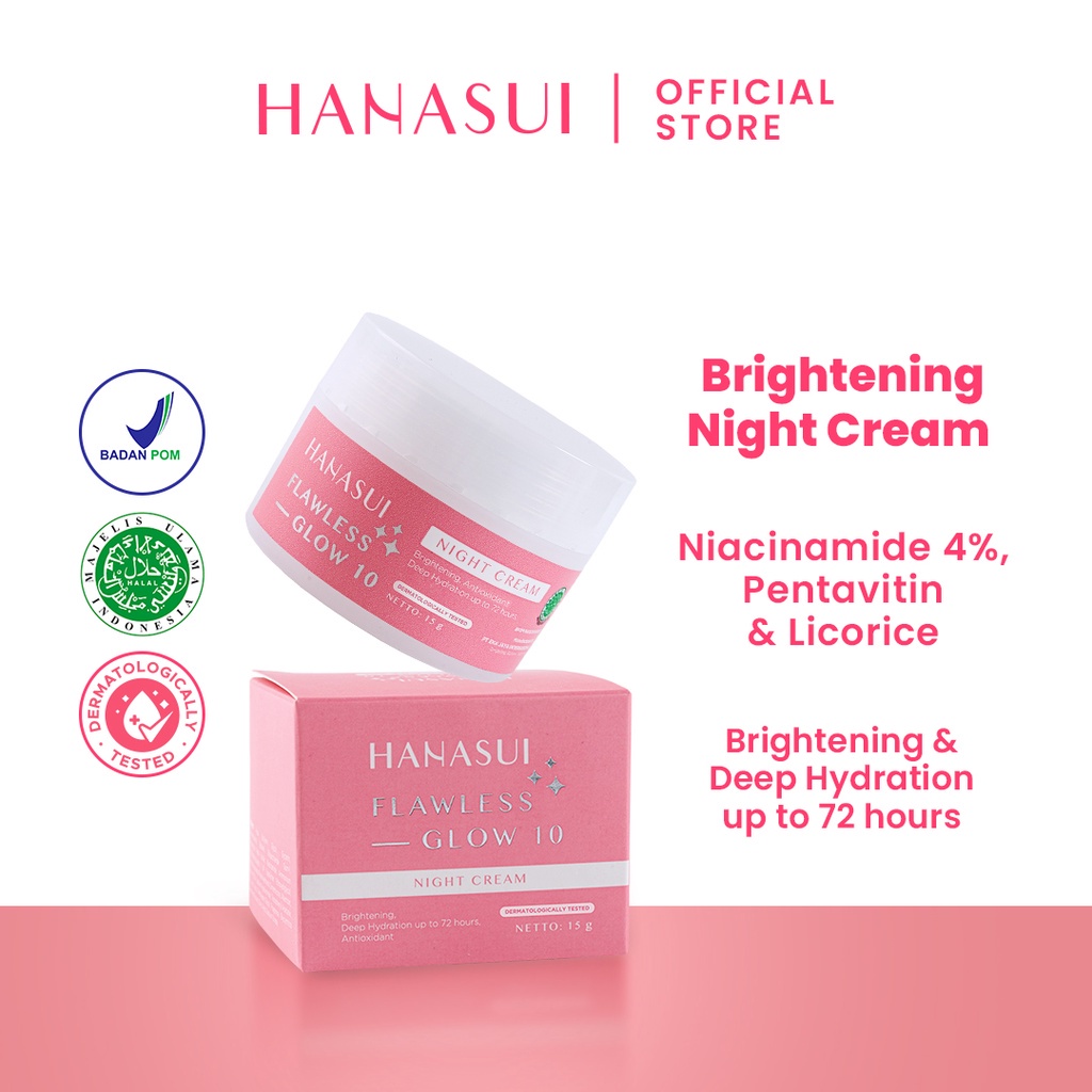 HANASUI FLAWLESS GLOW 10 NIGHT CREAM - KRIM MALAM