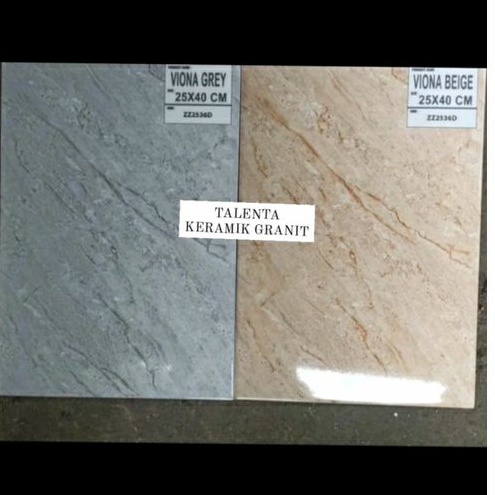 SUPER PROMO Keramik 25x40 Glossy Motif Marmer Viona Grey dan Brown Grade A