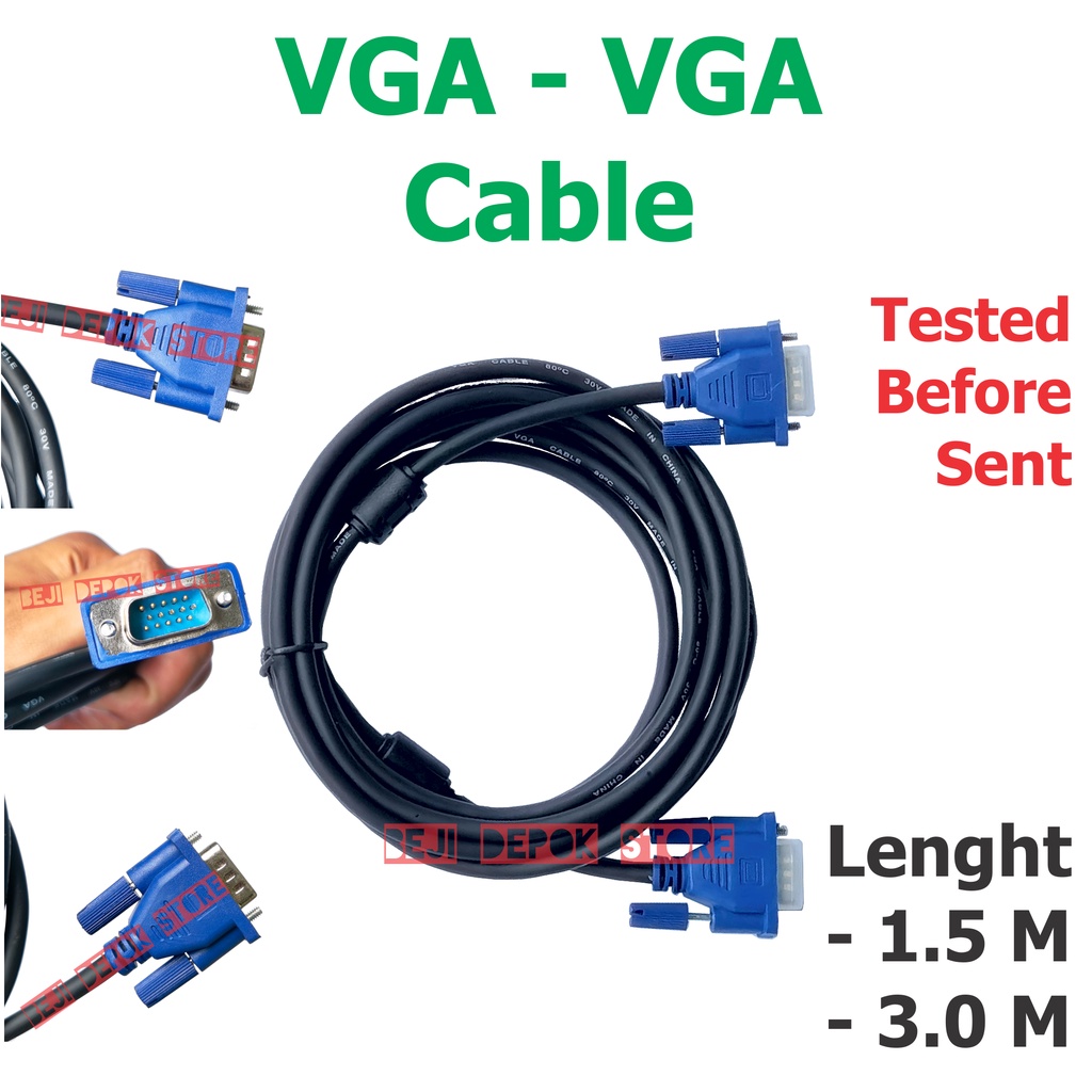 Kabel VGA ke VGA to VGA Cable 1.5 M 3 Meter 5 Meter 10 Meter