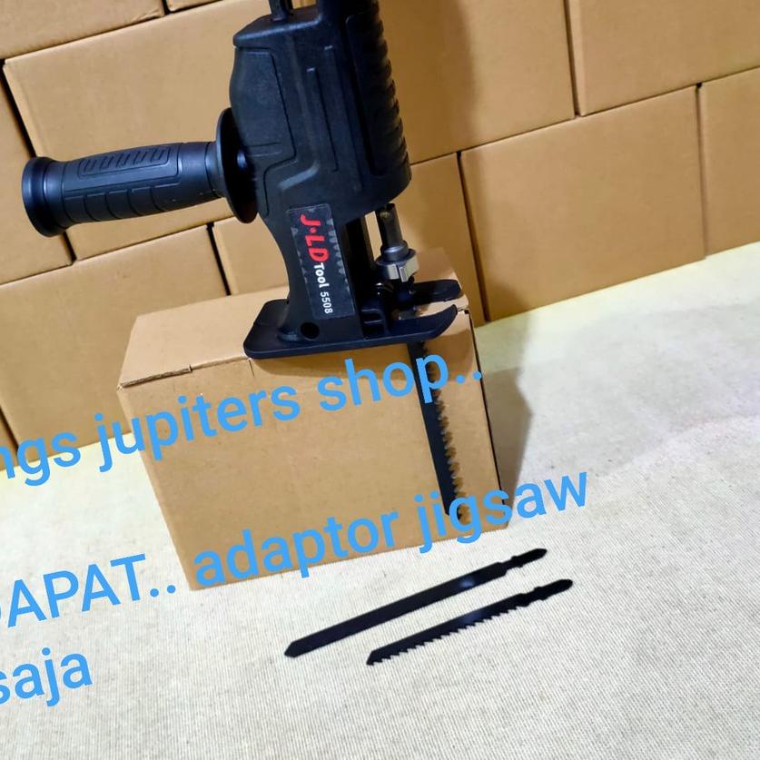 ➶ JADI ADAPTOR GERGAJI JLD atau DEKWE pasang di bor 10mm 13mm  KAYU STAND JIGSAW JIG SAW POTONG KAYU