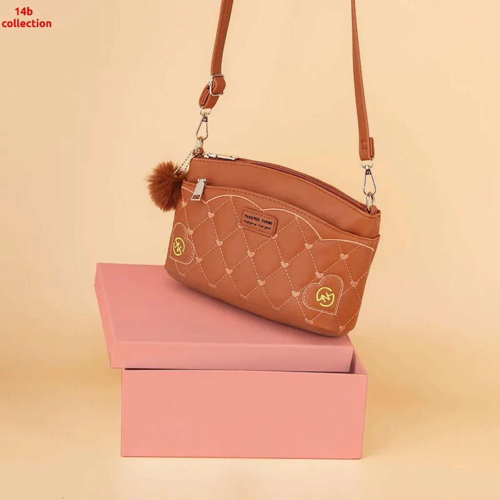 TAS SELEMPANG WANITA IMPORT KULIT KECIL BATAM MURAH SLING BAG KOREA FASHION CEWEK/Tas Selempang Wanita 3 Ruang Resleting | Handbag Wanita | Tas Selempang Mini Wanita