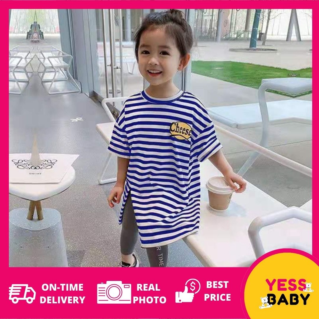 YESSBABY DRESS SMILING 1-9 Tahun Kaos Katun Anak Perempuan premium import/Perempuan Gaun Lengan Pendek/kaos dress anak cewek/baju anak perempuan 2022