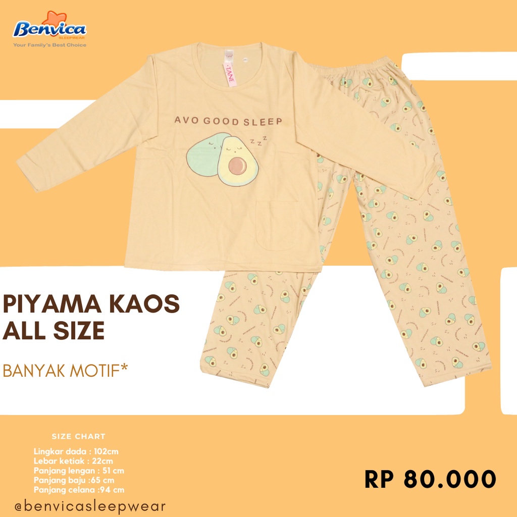 BAJU TIDUR PIYAMA KAOS TANE LEMBUT ADEN BANYAK MOTIF