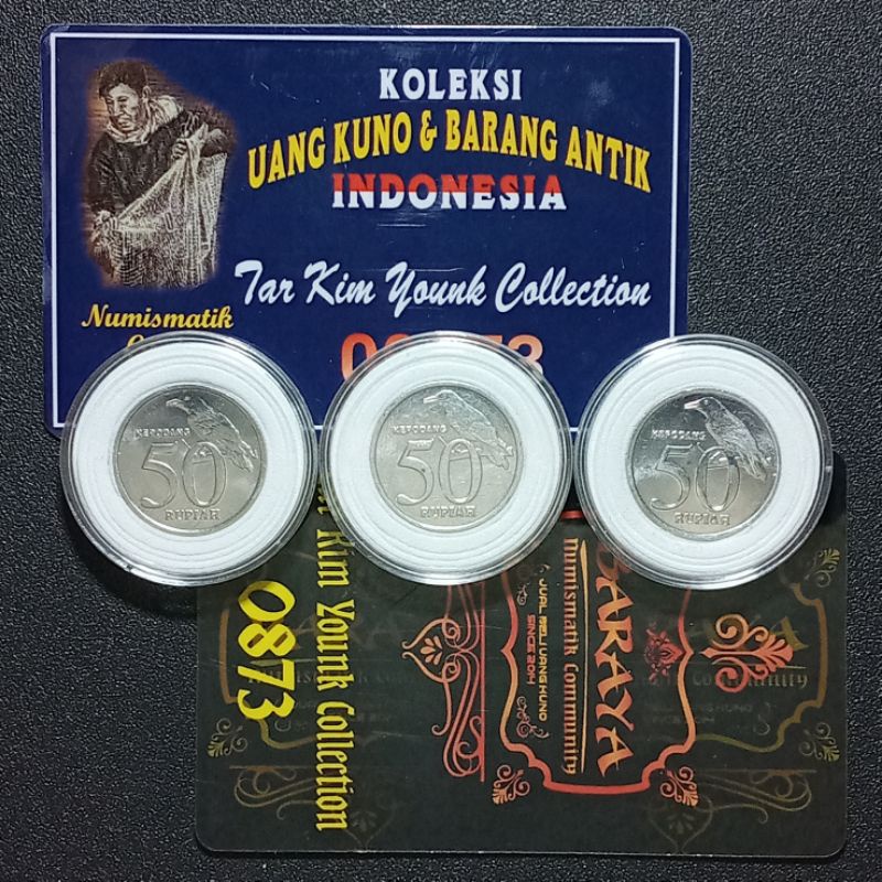 ABS003 Set UNC 50 Rupiah Kepodang Thn 2001 Keydate kilau Luster Asli