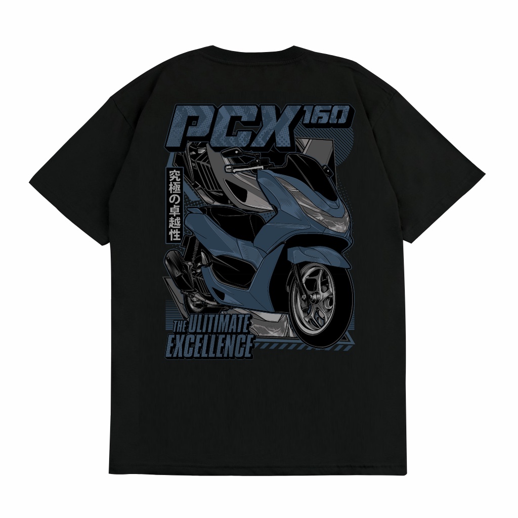 SAKAZUKI Kaos Baju T shirt Distro Unisex Gambar Motor Honda ALL NEW PCX 160 Siluet Hologram Otomotif