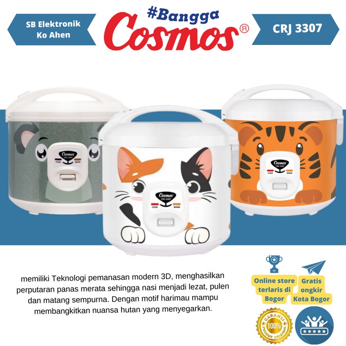 """] Cosmos CRJ-3307 Rice Cooker 1.8 Ltr Mejikom Anti Lengket Penanak Nasi