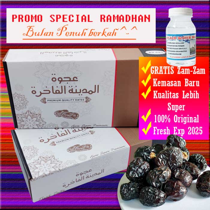 Kurma Ajwa Madinah Al-Fakhiroh 500 Gram Size Besar Empuk Lembut Fresh Original Madinah Almunawarah ( Link baru )