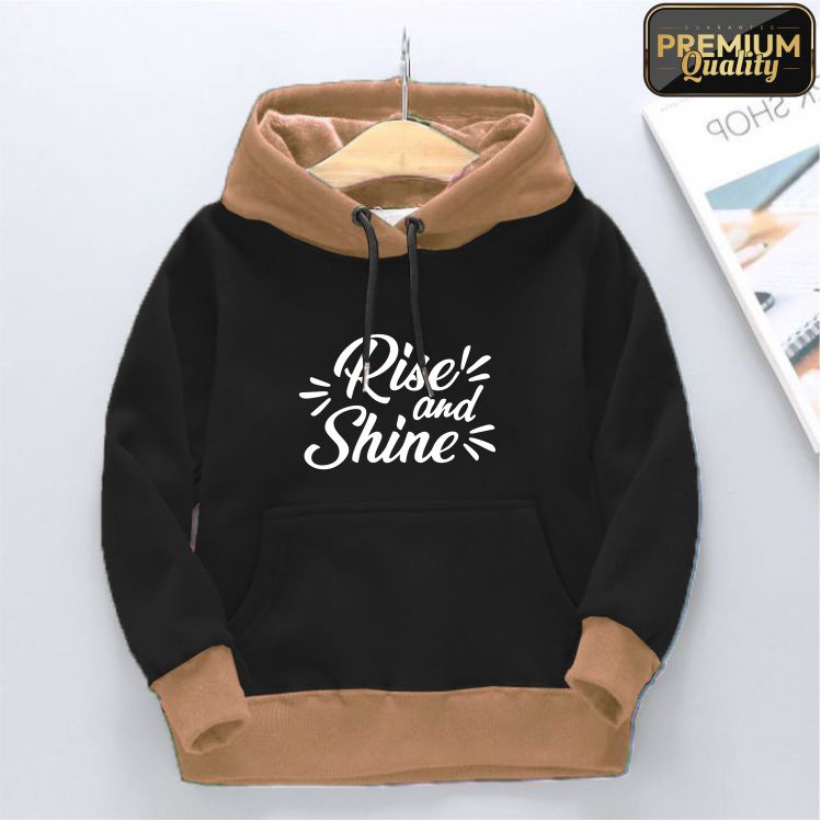 RISE AND SHINE Jaket Distro Sweater Hoodie anak Laki-laki perempuan LOGO FLEECE TEBAL