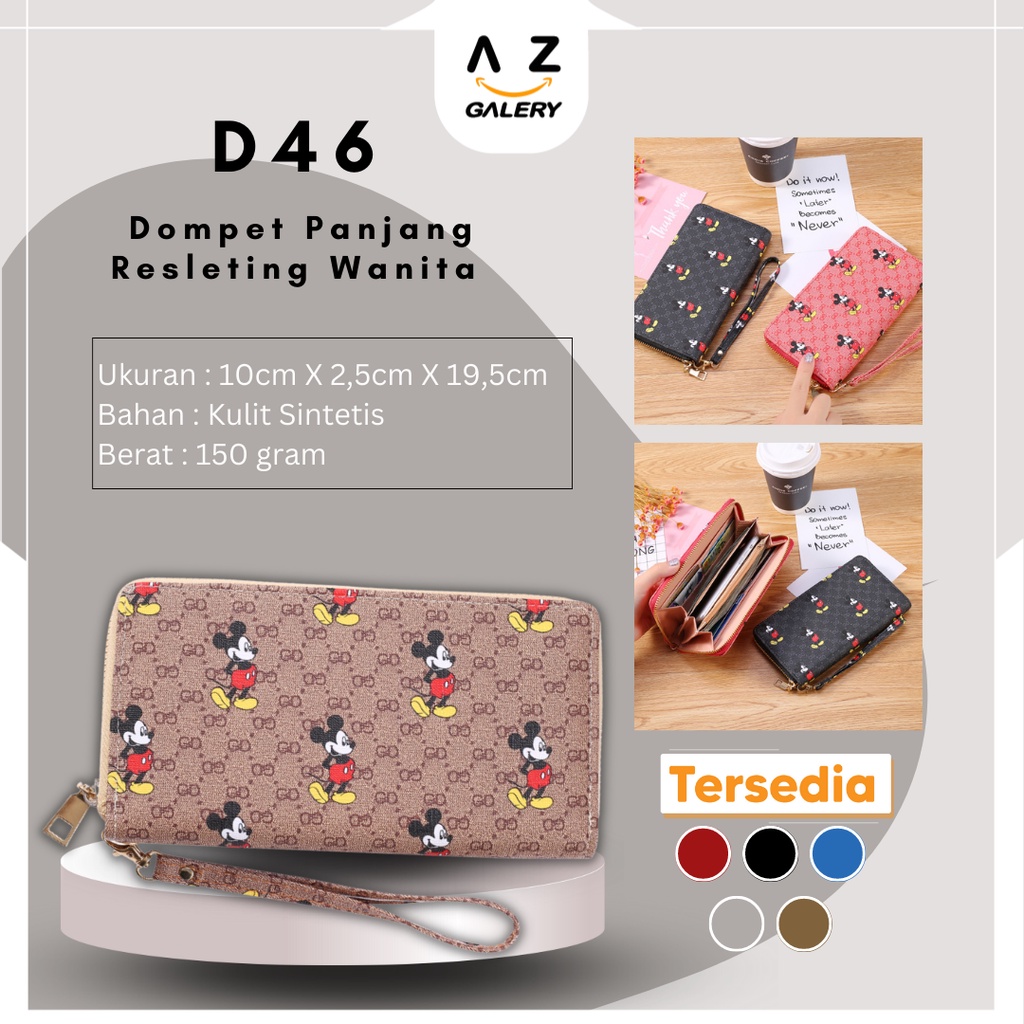 Dompet Panjang Resleting Wanita Motif Boneka Women Wallet Import Kekinian Fashion Azgalery D46