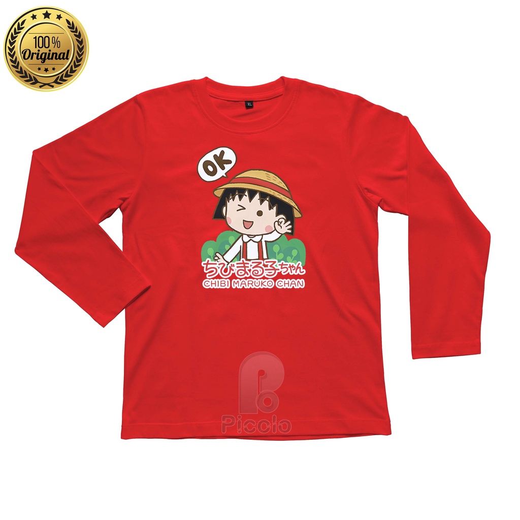 (FREE NAMA) BAJU KAOS ATASAN LENGAN PANJANG ANAK MOTIF KARTUN CHIBI MARUKO CHAN