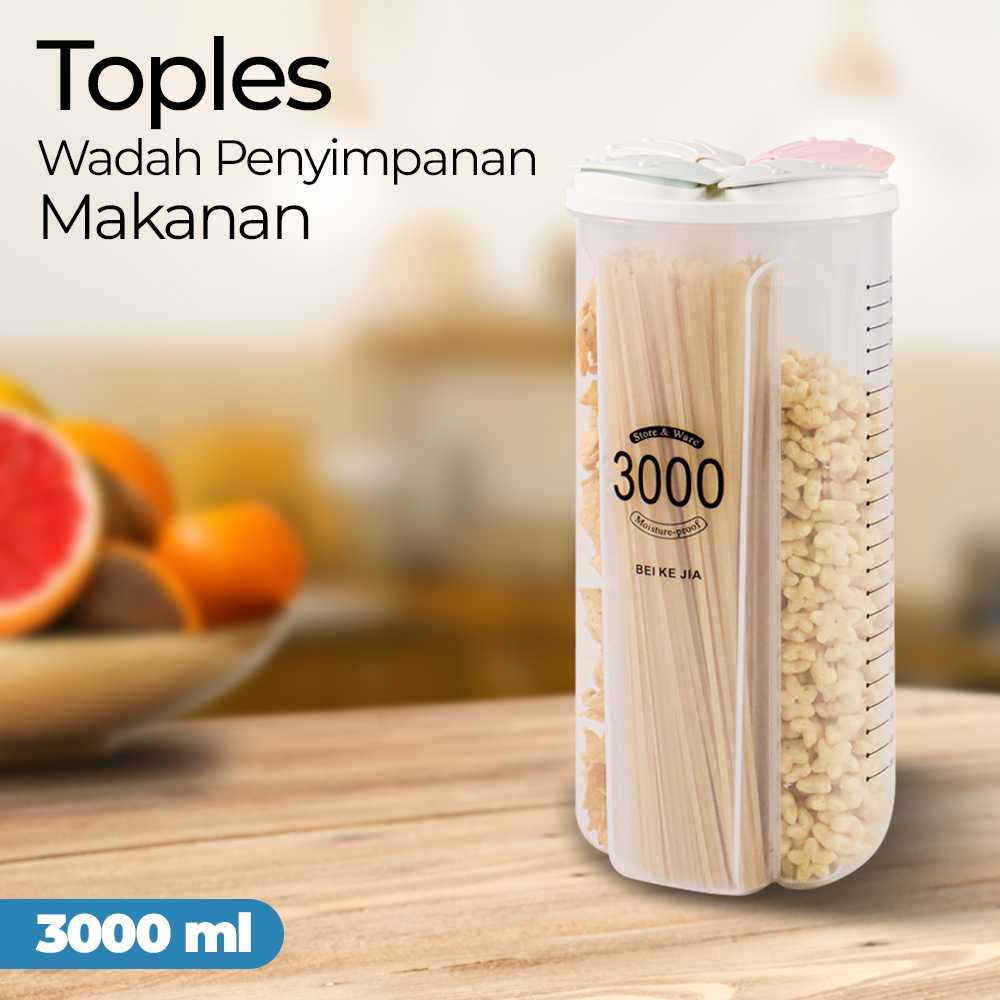 (BISA COD) FTIHSHP BEI KE JIA Toples Wadah Penyimpanan Sereal Oats Jar 4 Slot - XYD-A085