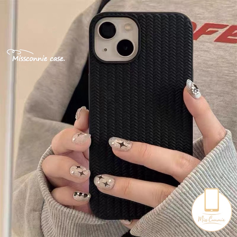 IPHONE Casing Pola Sweater Rajut Mewah Kompatibel Untuk Iphone6 6s 7 8 Plus X XR XS Max11 13 12 Pro Max SE 2020 Simple Warna Solid Lembut Tpu Cover