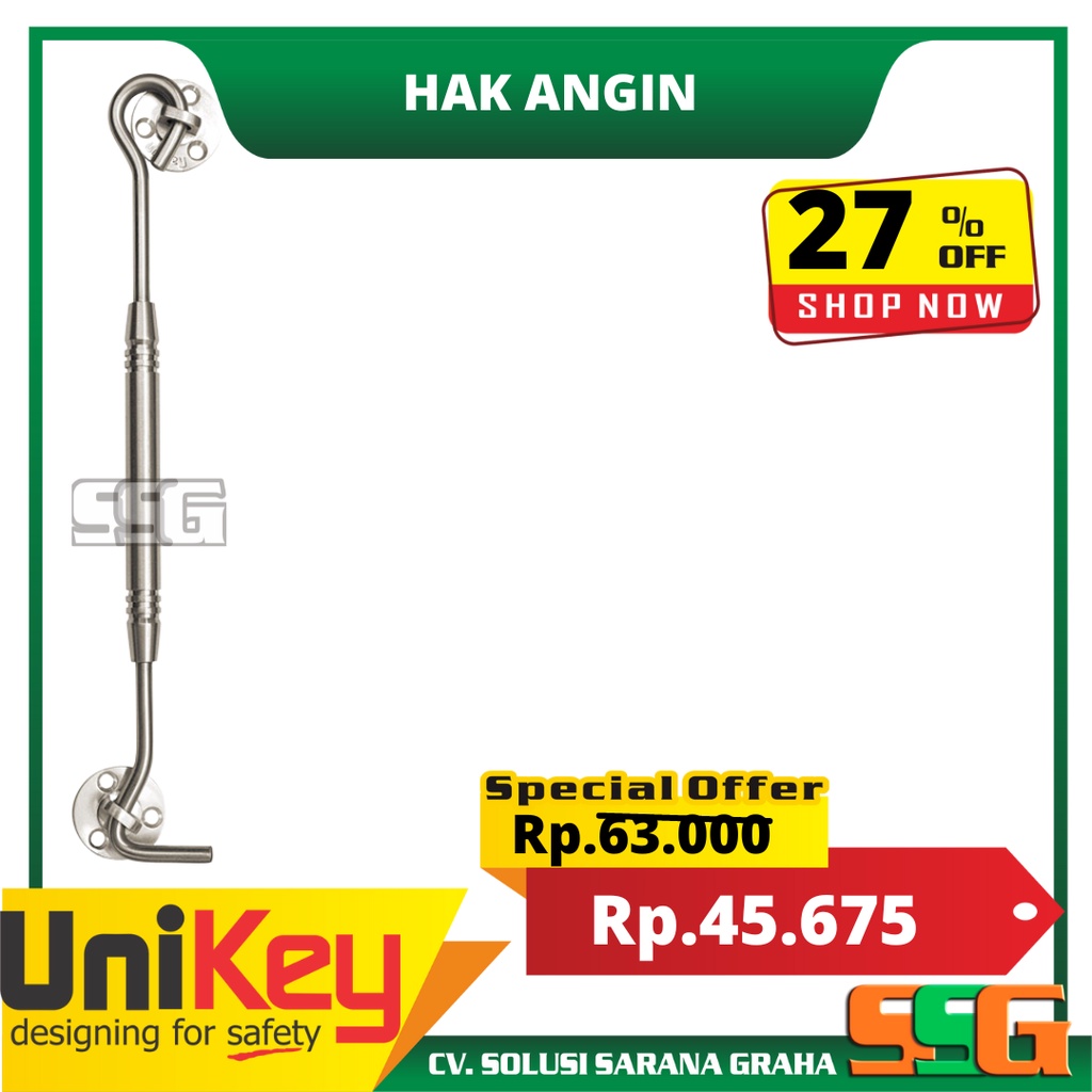 Hak Angin UNIKEY UK 801 8" R SS Penahan Jendela