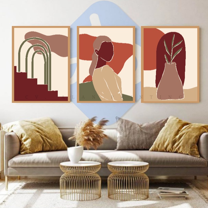 1SET3 30X40 HIASAN DINDING AESTHETIC ANTI PUDAR PLUS BINGKAI KAYU MDF KODE ABS ads