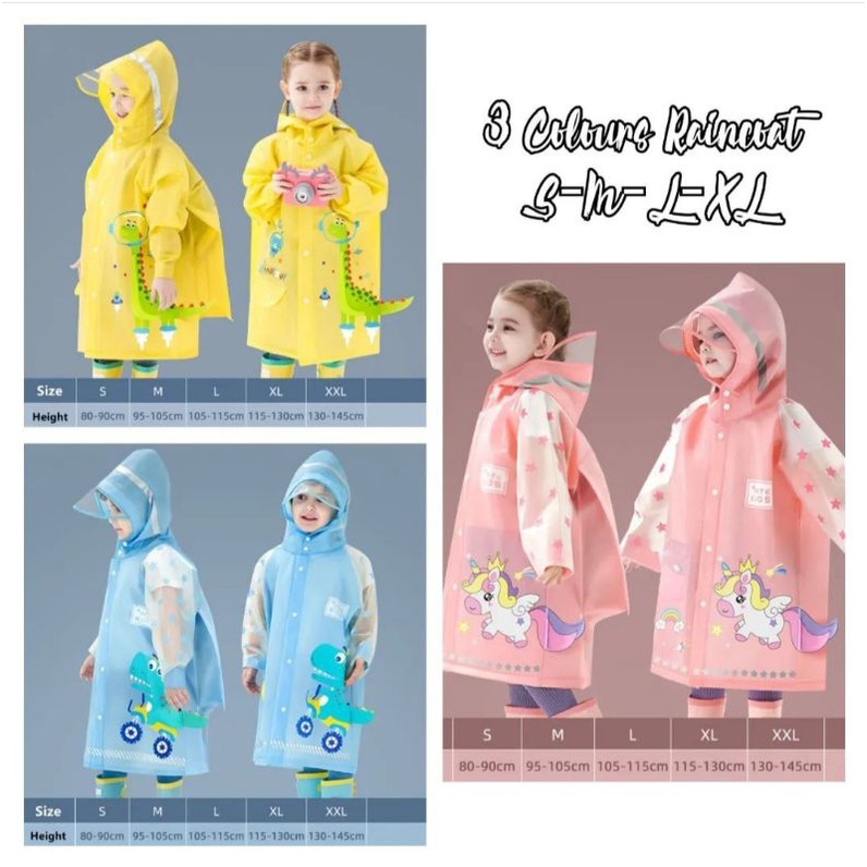 Jas hujan anak dino import/ jas hujan lucu anak anak/ jas hujan