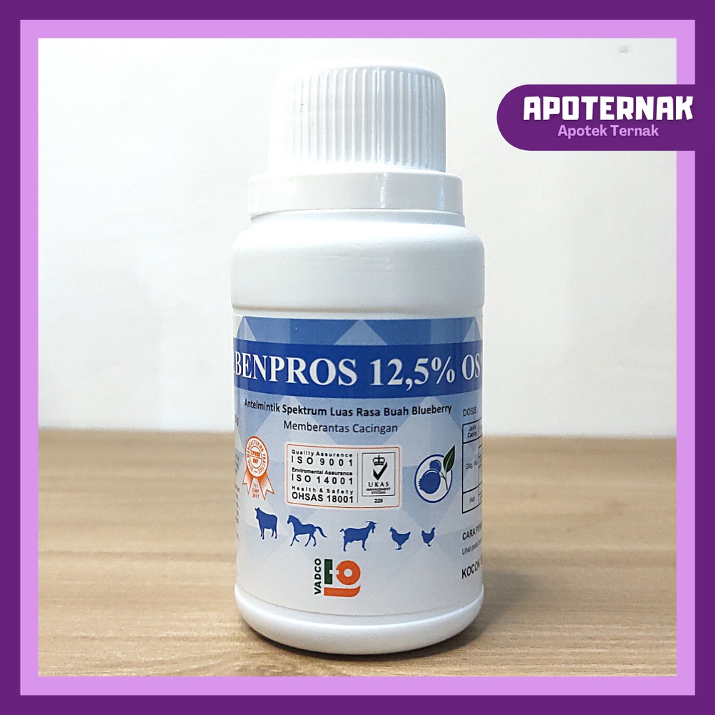 ALBENPROS 12.5% OS 100 mL | Obat Cacing Ampuh Oral Untuk Sapi kambing Domba Unggas Rasa Blubery | Vadco