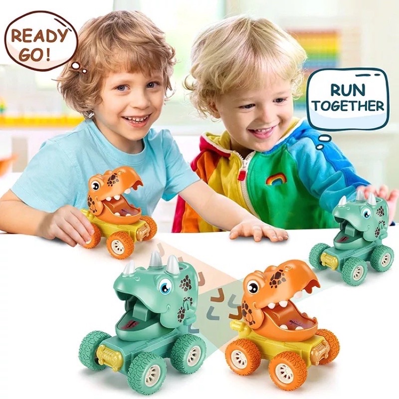 Mainan Anak Mobil Dinosaurus Berjalan Cars Series Press Pull Triceratop