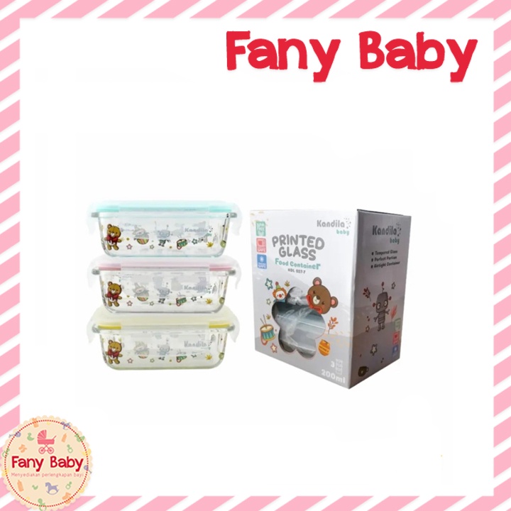 KANDILA Baby  PRINTED GLASS FOOD CONTAINER 200ML / KDL 027-7