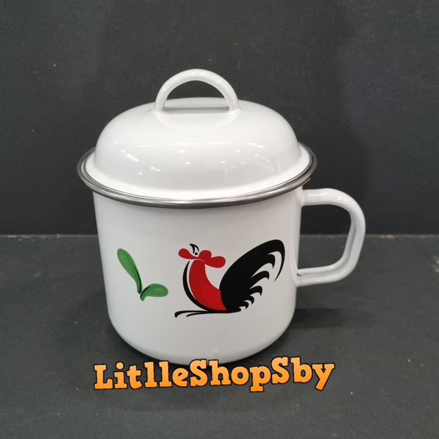 Cangkir Mug Gelas Enamel 14cm Ayam Kukuruyuk