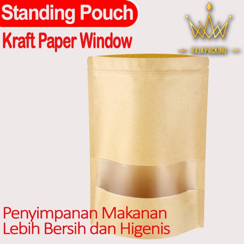 Standing Pouch Kraft Paper Window | Plastik Klip Kraft Paper | Kemasan Snack