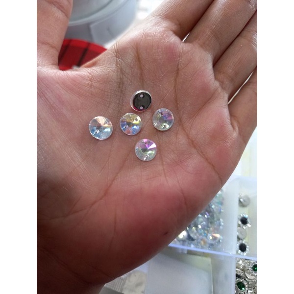 payet jahit / diamond lancip pelangi 8mm