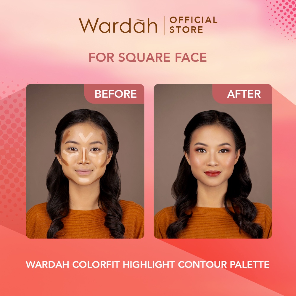 WARDAH Colorfit Highlight Contour Palette Indonesia / 3 IN 1 Highlighter Contur Concealer / Intense Blendable / Creamy Shimmer Natural Pigmented Look Savvy Soft Focus Halus Palet / 01 Light 02 Medium / Cosmetic Makeup Face Eye Makeup / Eyeshadow Series