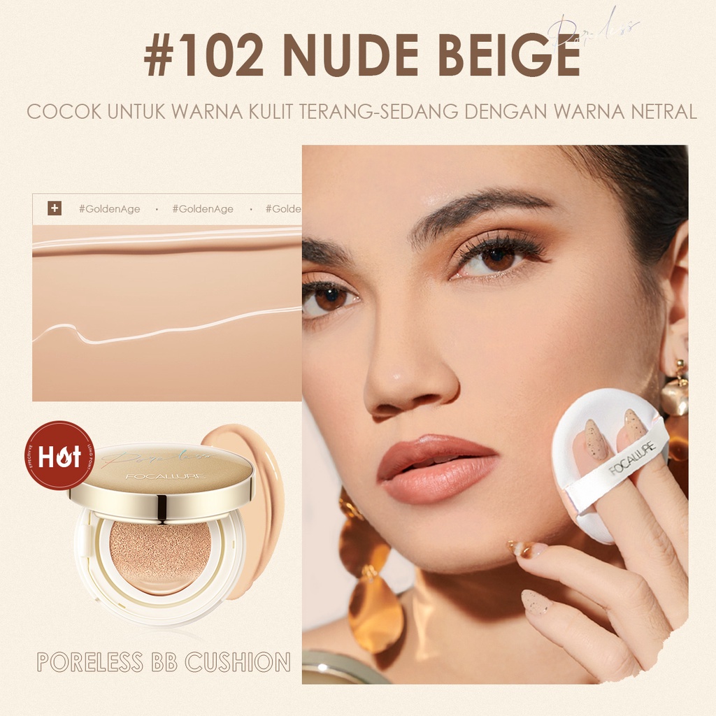 FOCALLURE Cushion Full Coverage BB Cushion Poreless #GoldenAge