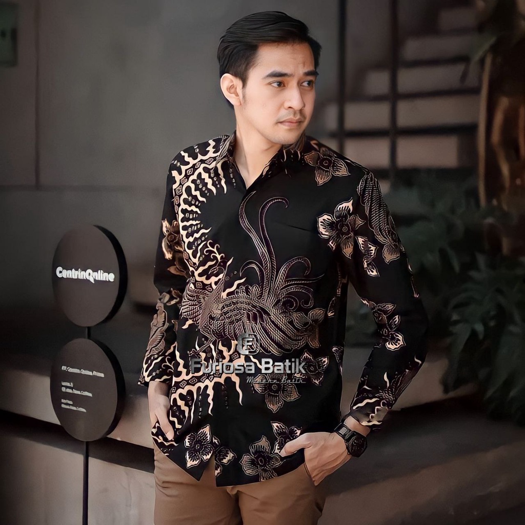 FURIOSA BATIK SANGKURIANG MERAH Kemeja Batik Pria Modern Lengan Panjang Batik Pra