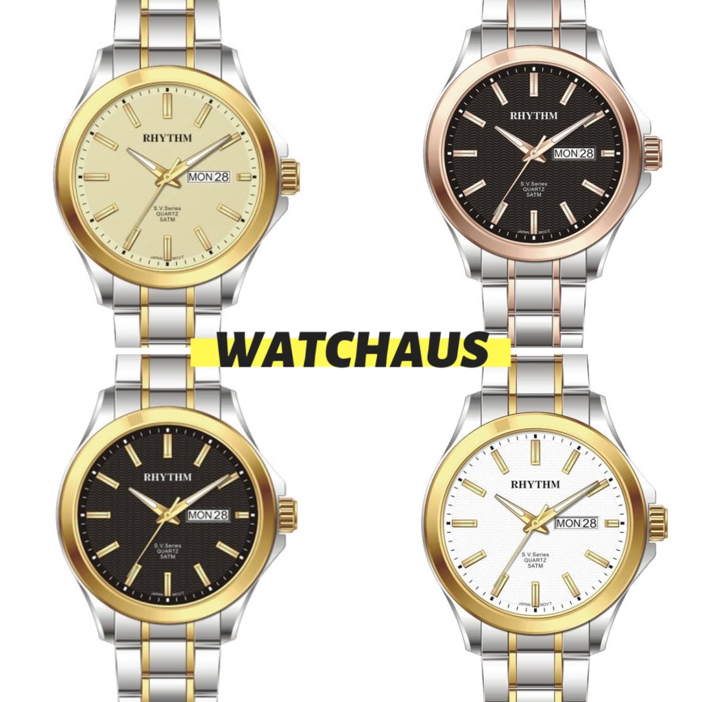 JAM TANGAN PRIA RHYTHM GS1604 S03 GS1604 S04 GS1604 S05 GS1604 S10 ANALOG STAINLESS STRAP