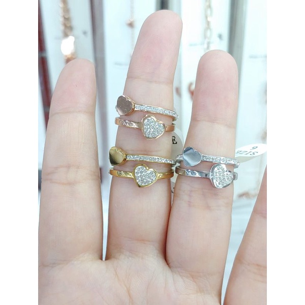 cincin love permata fashion titanium anti karat anti luntur